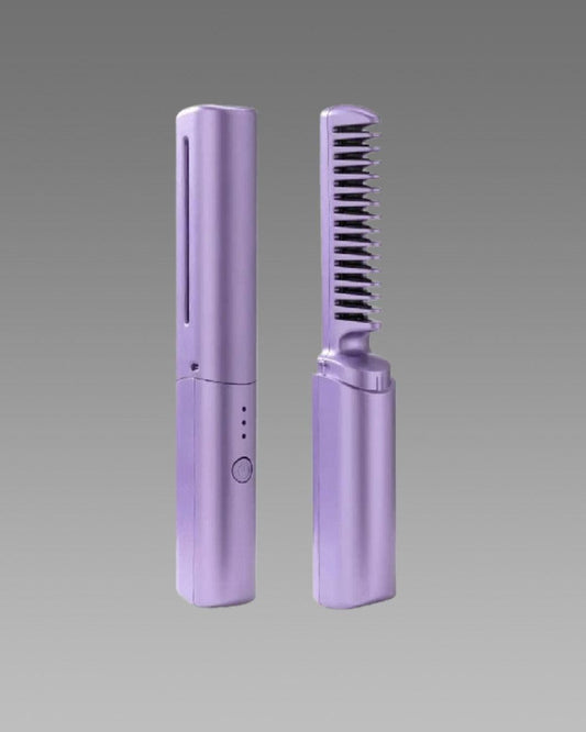 Meneflix Cordless Mini Hair Straightener – Rechargeable, Adjustable Hot Comb.